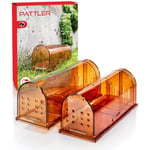 PATTLER® Piège à Souris vivantes Extra Grand | Piège Fouine Capture des Rats avec des Trous d'air | Installation Facile dans la Maison, Le Garage ou Le Jardin - Orange 2 Pièce