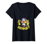 Womens Angry Monkey King Gorilla Face Funny Graphic Men Women Kids V-Neck T-Shirt