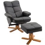 HOMCOM Fauteuil Relax inclinable Fauteuil de Salon avec Repose-Pieds Pouf Coffre Rangement revêtement synthétique Couleur Noire