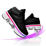 Hmlopx Roller Skates for Women Outdoor Parkour Shoes with Wheels for Girls/Boys 2 in 1 Removable Pulley Skates Skating Double-Row Deform Wheel Deformation