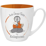 GRUSS & CO 45492 Mug Anti-stress pour collègue, 45 cl, faite à base de porcelaine New Bone China, idéale comme cadeau, orange, 9,5 cm