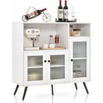 Meuble de Rangement, Buffet Industriel avec Placard 3 Portes, 2 Etagères de Rangement, 100 x 39,5 x 100 cm, pour Salon, Salle à Manger, Cuisine,