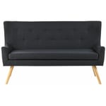 Canapé Banquette 2 Places avec Revêtement en Tissu Noir et Piétement en Bois pour Salon Couloir ou Cuisine au Style Rétro et Scandinave Beliani