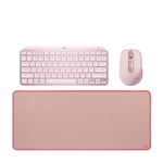 Logitech MX Anywhere 3 Mouse + MX Keys Mini Keyboard + Desk Mat Rose