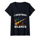 Womens I Destroy Silence Didgeridoo Tee Destroy Silence Didgeridoo V-Neck T-Shirt