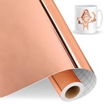 IModeur Metallic Permanent Vinyl Roll, 12" x 15Ft（30.5cm x 4.58m） Rose Gold Permanent Vinyl for Cricut, Self Adhesive Vinyl for DIY Gifts, Birthday Party, Christmas Decoration