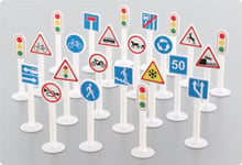 Polesie 64219 Traffic Signs Set, (Bag) -Construction Toy Sets-24-Pieces, Multi Colour