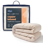 Silentnight Wellbeing Copper Double Mattress Topper - Natural Anti-Allergy, Cooling and Anti-Bacterial Properties of Copper - Supportive and Machine Washable - Double Bed, White, (549295GE)