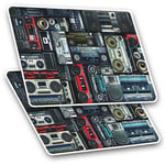 2 x Rectangle Stickers 10 cm - Radios Cassette Player Retro Music #14242