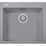 Plados Évier en quartz de cuisine encastré ON5610 baignoire simple 56cm - Titane