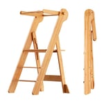 COSYLAND Tour D'observation Enfant Pliable Montessori 2 Hauteurs Réglables, Bambou Naturel Tour D'apprentissage Sécurisée Avec Angles Anti-bascule Chaise Learning Tower Pour Enfants de 18 Mois À 6 Ans