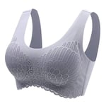 Wireless Push Up Comfort Shock-proof Latex Pad Lace Bra, 5D Wireless Contour Bra, Plus Size Seamless Sports Bra Vest for Women Gift Gray XL