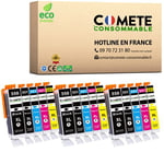 COMETE CONSOMMABLE 550 551 XL - Pack de 15 Cartouches d'encre compatibles avec CANON PGI-550 CLI-551 XL PGI550 CLI551 XL 550XL 551XL 6 Noir + 3 Cyan + 3 Magenta + 3 Jaune