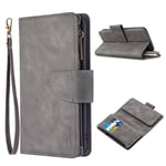 Premium Wallet iPhone 6 Plus / 6S kotelot - Harmaa Hopea/Harmaa