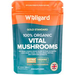 Organic Mushroom Complex, Vital Mushrooms by Wellgard - Mushroom Powder with Lions Mane, Chaga, Reishi, Cordyceps, Shitake, Maitake, Made in UK