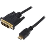 Cable dvi-d -18+1- male mini hdmi male 2m - Noir