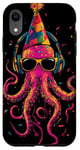 Coque pour iPhone XR Drôle Octopus Dj Casque Coloré Party Fun