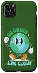 iPhone 11 Pro Max Go Green, Live Clean Cute Earth Character Awesome Earth Day Case