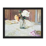 Vuillard Roses Glass Vase Flowers Still Life Painting Large Framed Art Print Poster Wall Decor 18x24 in