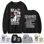 Taylor Swift The Eras Tour Unisex Sweatshirt Tryckt Långärmad Rundhalsad Casual Lös Tröja Toppar Fans Presenter för Män Kvinnor Unisex-Perfet Black 2XL