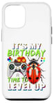 Coque pour iPhone 12/12 Pro It's My Birthday Ladybug Time to Level Up Jeu vidéo