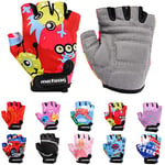 Enfants Gants de Vélo Garçons Filles Cyclisme VTT Demi-Doigts Antidérapant Mitaines de Sport Antichoc Respirant Courts pour Bicyclette Réglables Scooter Paire de Gant (JR S ~6,5-7 cm, Monsters)