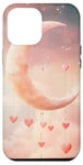 Coque pour iPhone 12 Pro Max Coeurs croissant de lune de Saint-Valentin