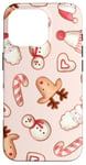 Coque pour iPhone 16 Pro Mignon rose pastel renne Père Noël sucre d'orge de Noël