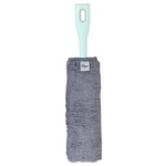 Vigar - Plumeau Court en Microfibre - avec tête Flexible - 9 x 3 x 40 cm - Collection Rengo - Amovible - Profil Extra Plat - Couleur Gris et Turquoise