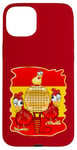 Coque pour iPhone 15 Plus Jouer au Padel Tennis Poules Poulets Poulailler