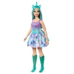 Barbie Poupées Licorne aux Cheveux colorés Fantaisie, aux Tenues avec Effet dégradé et aux Accessoires sur Le thème de la Licorne, HRR15