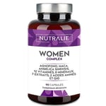 Complément alimentaire Multivitamines pour femme - Energie - Equilibre Hormonal - Immunité - Peau Cheveux - Os - Multivitamine complète + 20 Vitamines et Minéraux - 90 Capsules