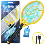 Fly-Bye - XL Electric Fly Swatter 4000V, USB Rechargeable, LED Light – Fly Killer Electric Zapper for Home