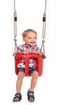 BABY BUCKET SWING SEAT RED WITH SAFETY BELT AND ANTI-TILT AND ANTI-SLIP KNOTS