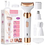 ACWOO Electric Lady Shaver, Cordless 4 in 1 Electric Shaver for Women, Rechargeable Painless Electric Razor Bikini Trimmer Wet and Dry Hair Removal for Face Legs Underarm Nose and Eyebrow (B)