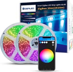 Zigbee 20M Smart Led Strip Lights Dimmable Rgb Kit Fonctionne Avec Hub Bridge,Hub Pour App Control Light Strip,Fonctionne Directement Avec Echo Plus Pour Alexa Voice Control Rubans à LED