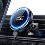 YOSH Mag-Safe Car Charger Mount, 15W Fastest Charging& 16x N52 Magnets New Magnetic Wireless iPhone Car Charger Air Vent, Perfect for iPhone 16/15/14/13/12 Series & MagSafe Case with Double Lock Clips