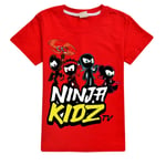 Ninja Kidz Barn T-shirt Sommar Casual Kortärmad Tryckt Tee Toppar Fans Pojkar Flickor Jul Födelsedagspresent Red 130cm