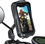 Support Telephone Moto Etanche 360° Rotation Support Smartphone Moto Anti Vibration Support Téléphone Scooter Avec Ecran Tactile Porte Moto Retroviseur Pour Téléphone Jusqu'à 7,0