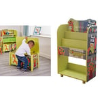 Liberty House Toys Wooden Kid Jungle Large Toy Box 49.5cm H x 68cm W x 39cm D & TF4802 Kid Safari Book Shelf, Multi-Coloured, H96.5 x W48.5 x D24cm