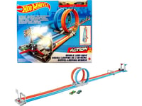 Hot Wheels Action Double Loop Dash, Track Set, Set Med Fordon Och Bana, 5 År, Plast, Blå, Orange