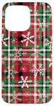 Coque pour iPhone 15 Pro Max Rouge Vert Noël Buffalo Tartan Plaid Flocons de neige Vacances