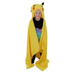 Character World Couverture Polaire à Capuche Officielle Pokémon | Couvre-lit Super Doux et Chaud, Motif sourires avec tête de Pikachu | Parfait pour la Maison, la Chambre, Les soirées Pyjama et Le