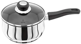 Judge Vista J206A Stainless Steel Non-Stick Large Saucepan 18cm 1.8L, Shatterproof Vented Glass Lid, Induction Ready, Oven Safe, 25 Year Guarantee
