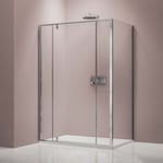 Paroi de douche verre 6mm Parre douche angle portes pliantes entre 2 panneaux, NT607 FLEX, 90cm, Chrome, 150cm