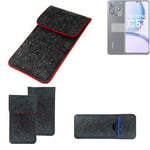 Felt Case for Realme C53 dark gray red edges Cover bag Pouch