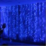 HXWEIYE Guirlande Lumineuse Rideau Bleu 300 LED 3m*3m，8 Modes d'Eclairage USB Télécommande Guirlande Lumineuse avec Minuterie pour Salle, Fenêtre, Mariage, Fête, Noël