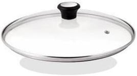 Tefal Glass lid with stainless steel rim and steam regulator 24cm, Transparent,