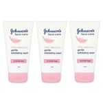 3 x Johnson's Face Care Daily Essentials Gentle Exfoliating Wash 150ml