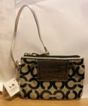 100% Genuine COACH Poppy OP Art Purse 44061 SBWSV Wristlet in Silver & Black